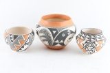 Lot of 3 Polychrome Acoma Pots