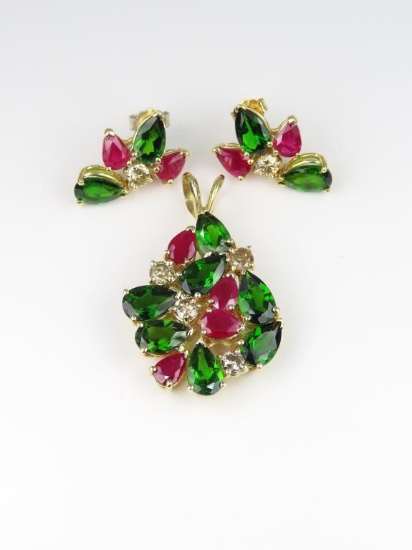 Sensational Ruby, Green Tourmaline and Diamond