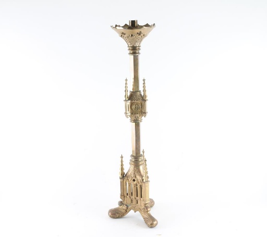 Antique Brass Religious Candelabra
