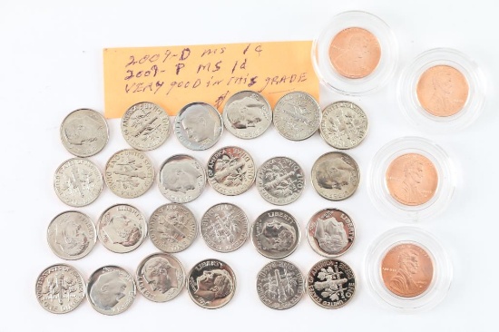 Lot of 24 Dimes & 4 Pennies
