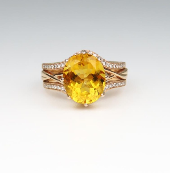 Beautiful Shane & Company Citrine and Diamond Ring