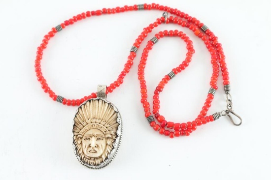 Beaded Necklace with Pendant