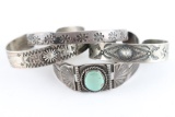 Collection of 4 Native American Cuffs