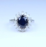 Beautiful Blue Sapphire and Diamond Ring