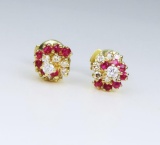 Brilliant Fine Ruby and Diamond Stud Earrings