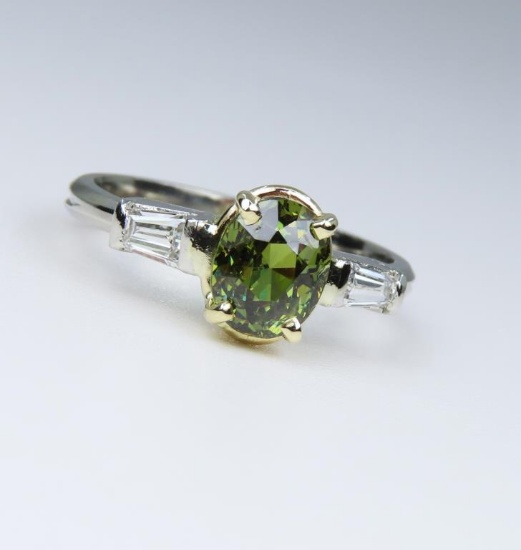Natural Demantoid Garnet & Diamond