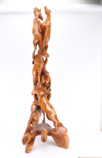 Wood Carving of Horses