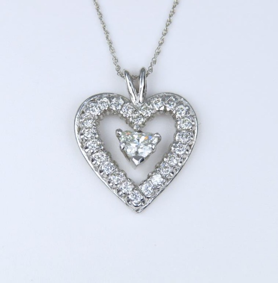Beautiful ‘HEART within a HEART’ Diamond Pendant