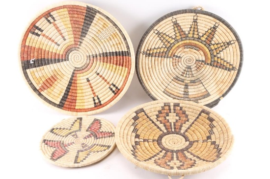 Lot of 4 Hopi Basketry Trays