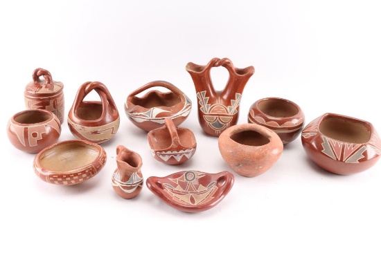 Lot of 12 Pieces Of Santa Clara Pottery