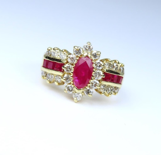Elegant Ruby and Diamond Ring