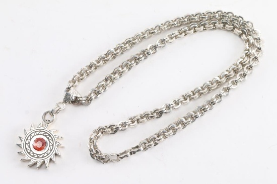 Native American Sterling Pendant on Chain.