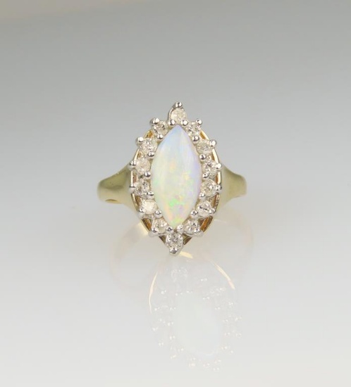 Vintage Australian Opal and Diamond Ring