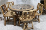 Wagon Wheel Table w/ 4 Chairs