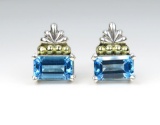 Designer Swiss Blue Topaz Earrings