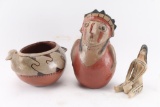 Lot of 3 Native American Pottery Items.