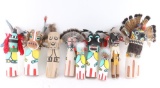 Lot of 9 Flatback Hopi Kachina Dolls.