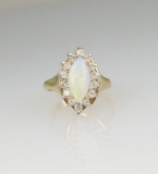 Vintage Australian Opal and Diamond Ring