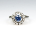 Beautiful Halo Style Blue Sapphire and Diamond