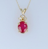 Gorgeous Vivid Red Ruby and Diamond Pendant