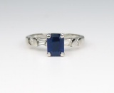 Lovely Platinum Blue Sapphire and Diamond Ring