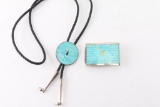 Zuni Turquoise Bolo and Buckle Set.