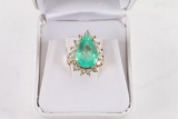 Natural Emerald & Diamond Ring.