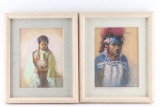 Collection of 2 Pastels on Paper.