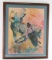 Watercolor of Rodeo Clown & Bull Rider.