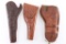 3 Tooled Leather Holsters & Butt Plates.