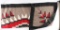 Mexican Rug in Red, Black, Brown, White.