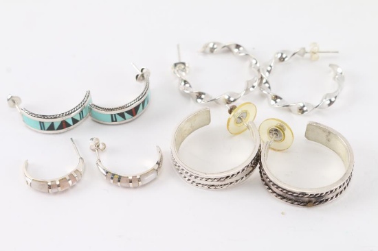 Lot of 4 Pair of Pierced Earrings.