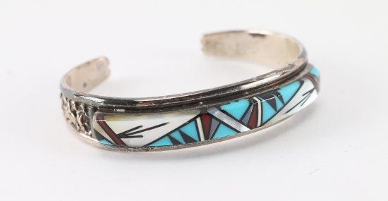 Vintage T & J Zuni Inlaid Cuff.