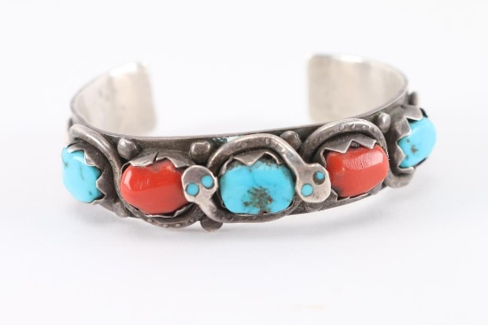 Effie Coral and Turquoise Cuff.
