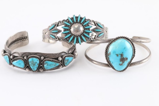 Lot of 3 Turquoise Cuffs.