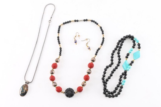 Lot of 3 Necklaces and 1 Pair Earrings.
