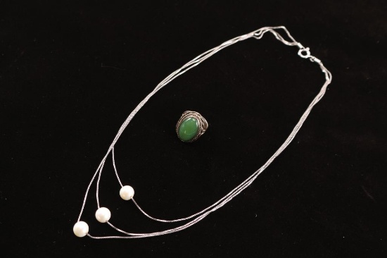 Lot of Sterling Silver Necklace & Ring.