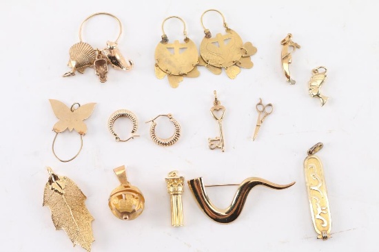 Lot of 12 Gold Charms and More.