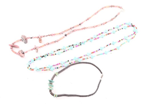 Lot of 3 Stone and Beaded Necklaces.