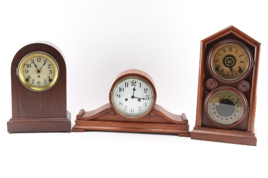 Collection of Three Antique Mantel Clocks.