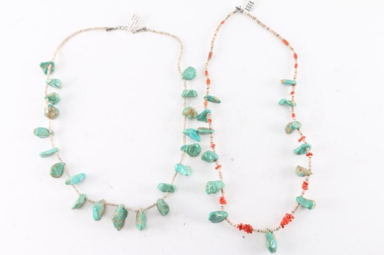 Two Native American Nugget Necklaces.