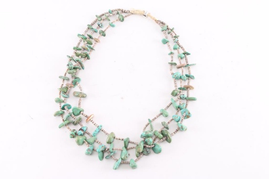 Three-Strand Turquoise & Heishi Necklace.