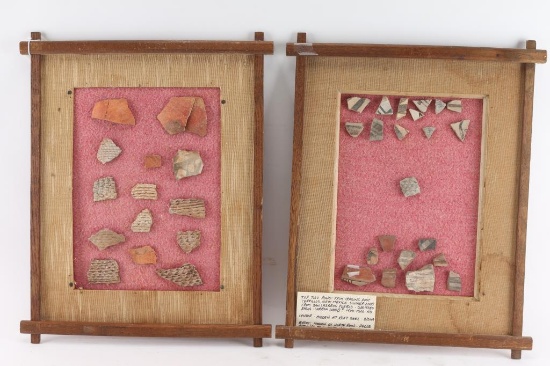 Framed and Mounted Pot Shards.