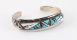 Vintage T & J Zuni Inlaid Cuff.