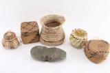 Lot of 4 Baskets & Stone Tool