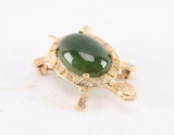 Vintage Karbra Green Jade Turtle Brooch.