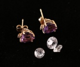Amethyst Earrings & Loose White Sapphires.
