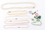 Lot of Jade Jewelry and Pearl Necklaces.