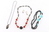 Lot of 3 Necklaces and 1 Pair Earrings.
