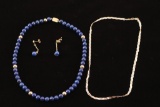 Lot of Two Necklaces & Pair of Earrings.